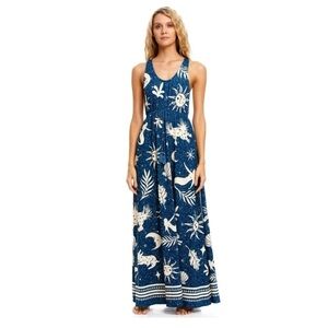 Agua bendita Leslie Maniera Maxi Dress Navy Cover Up Sz Small NWT